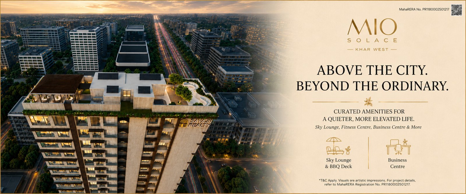 MIO Solace sky lounge and curated amenities in Khar West
